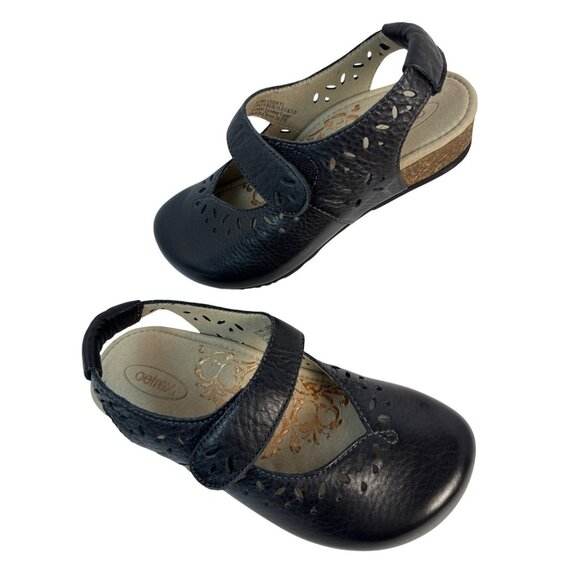 Aetrex Women's Cheryl Mary Jane Black Leather Hook & Loop Round Toe Size 5 - Picture 1 of 12